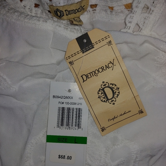 COPY - NWT Democracy Boho White Crochet, Trim ¾ Split -Sleeve Top – Size L - Picture 5 of 10